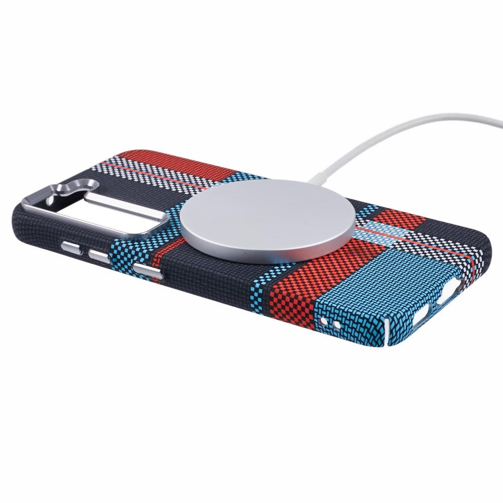 EIDERWOOD Patterned Carbon Case - Samsung Galaxy S23 - MagSafe Compatible - Dark Checkered Pattern