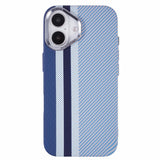 EIDERWOOD Patterned Carbon Case - iPhone 16 - MagSafe Compatible - Blue Stripes