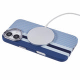 EIDERWOOD Patterned Carbon Case - iPhone 16 - MagSafe Compatible - Blue Stripes