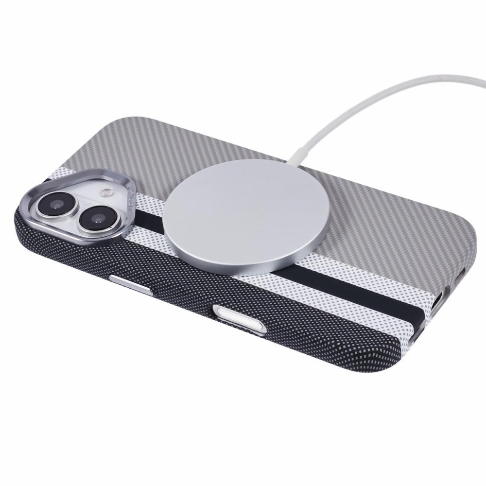 EIDERWOOD Patterned Carbon Case - iPhone 16 - MagSafe Compatible - Grey Stripes