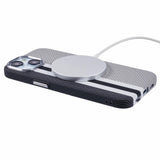 EIDERWOOD Patterned Carbon Case - iPhone 15 - MagSafe Compatible - Grey Stripes