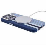 EIDERWOOD Patterned Carbon Case - iPhone 15 Pro - MagSafe Compatible - Blue Stripes