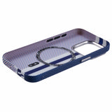 EIDERWOOD Patterned Carbon Case - iPhone 15 Pro - MagSafe Compatible - Blue Stripes