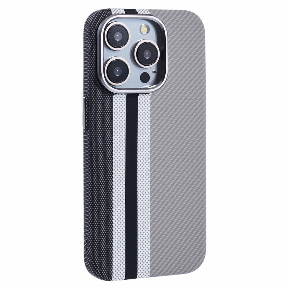 EIDERWOOD iPhone 15 Pro Patterned Carbon Case - MagSafe Compatible - Grey Stripes