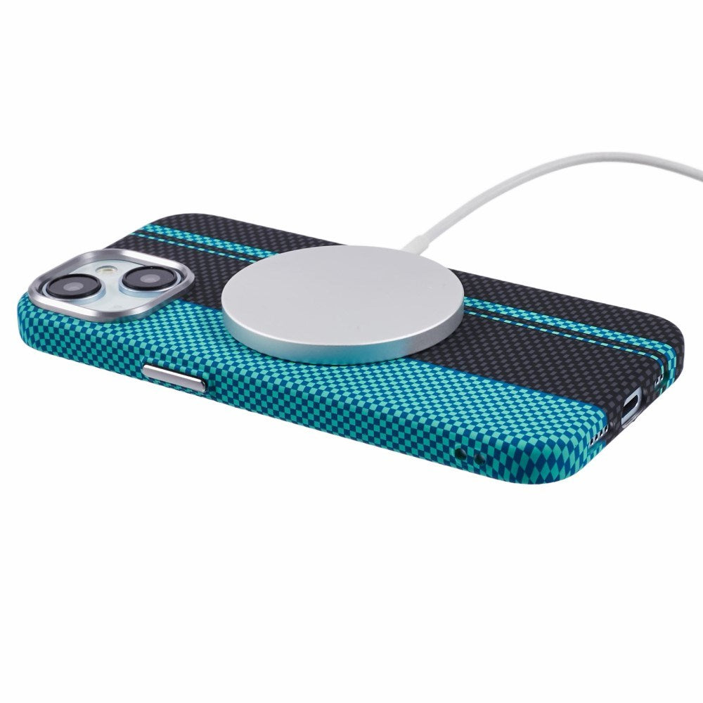 EIDERWOOD Patterned Carbon Case - iPhone 14 - MagSafe Compatible - Blue/Black