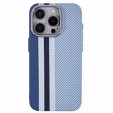 EIDERWOOD Patterned Carbon Case - iPhone 14 Pro - MagSafe Compatible - Blue Stripes