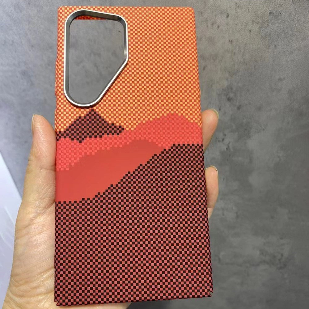 EIDERWOOD Patterned Carbon Case - Samsung Galaxy S24 Ultra - MagSafe Compatible - Orange Peak