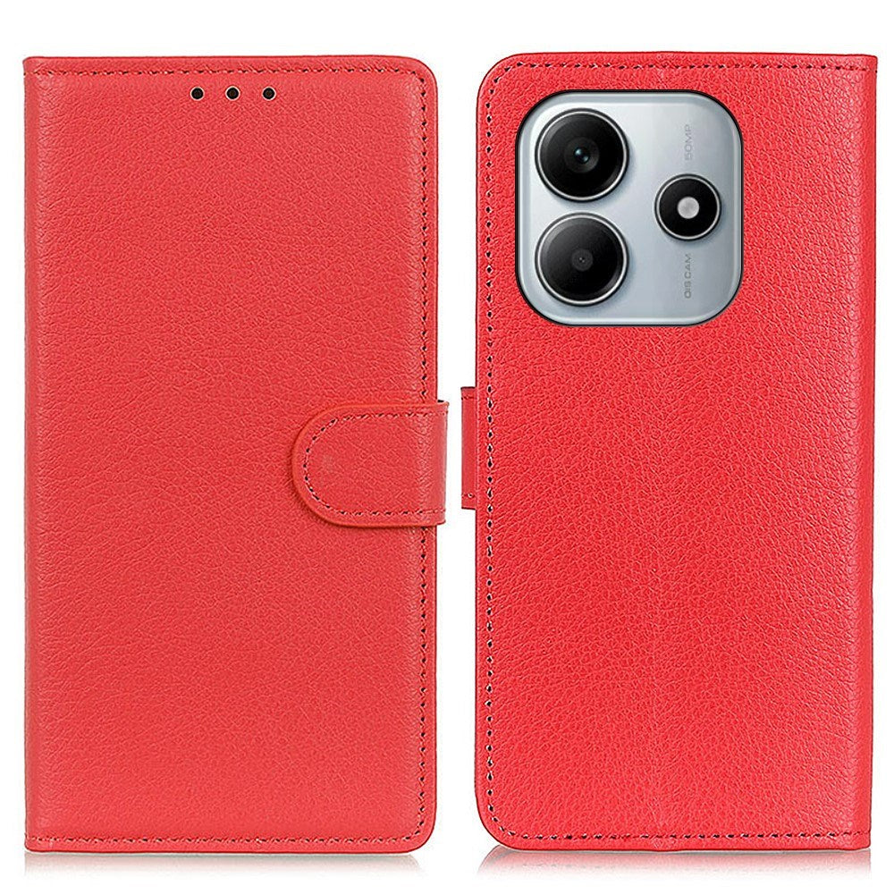 EIDERWOOD Xiaomi Redmi Note 14 (4G) Faux Leather Flip Case with Cardholder & Stand Function - Red