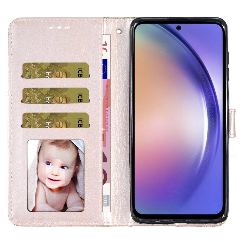 EIDERWOOD Samsung Galaxy A36 (5G) Leather Flip Case with Wallet & Strap - Glitter - Gold
