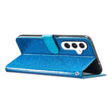 EIDERWOOD Samsung Galaxy A36 (5G) Leather Flip Case with Wallet & Strap - Glitter - Blue