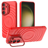 EIDERWOOD Samsung Galaxy S25+ (Plus) Flexible Plastic Case with Texture & Kickstand - Red