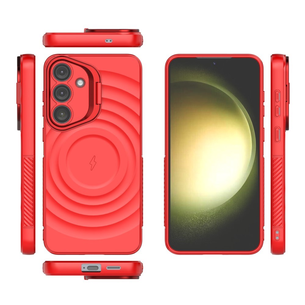 EIDERWOOD Samsung Galaxy S25+ (Plus) Flexible Plastic Case with Texture & Kickstand - Red