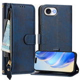 EIDERWOOD iPhone 16e Faux Leather Flip Case with Wallet & Strap - Blue