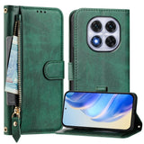 EIDERWOOD Xiaomi Redmi Note 14 Pro+ / 14 Pro (5G) Flip Case with Card Holder for 6 Cards & Zipper Pocket - Green