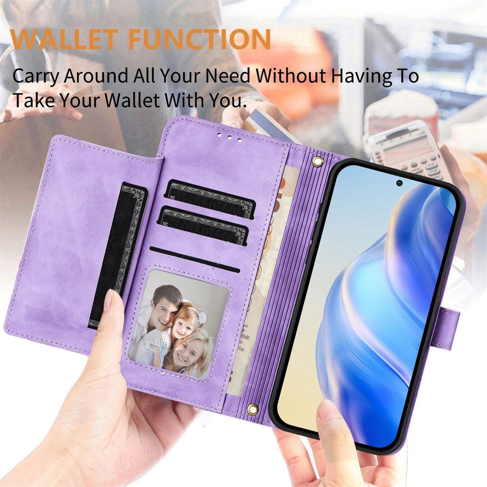 EIDERWOOD Xiaomi Redmi Note 14 Pro+ / 14 Pro (5G) Flip Case with Card Holder for 6 Cards & Zipper Pocket - Purple
