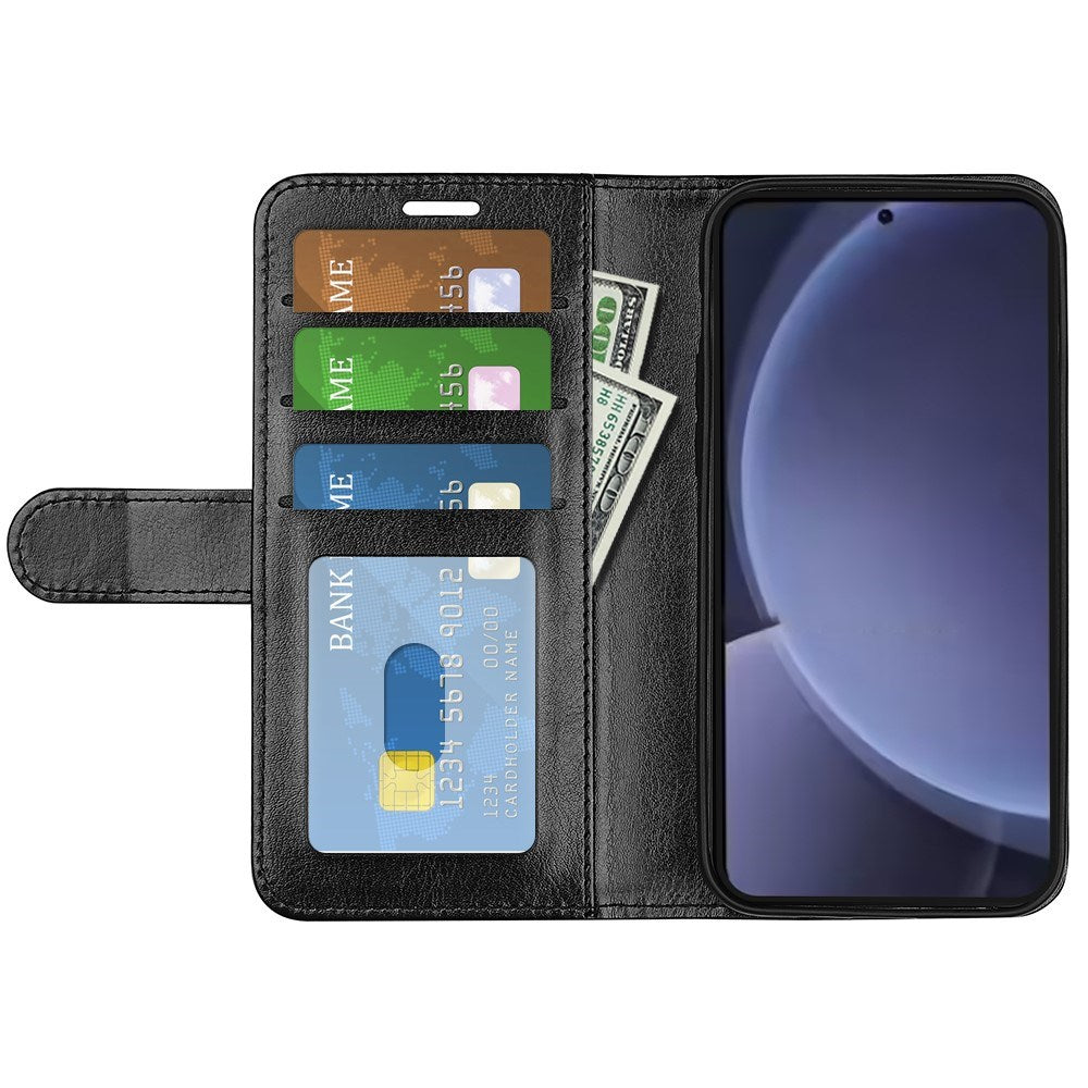 EIDERWOOD Samsung Galaxy S25+ (Plus) Faux Leather Flip Case with Cardholder & Stand Function - Black
