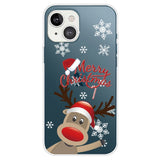 iPhone 14 Plus Flexible Plastic Christmas Case - Reindeer With Santa Hat