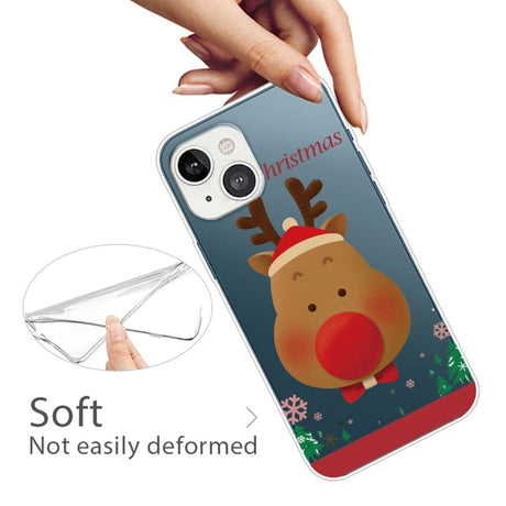 iPhone 14 Plus Flexible Plastic Christmas Case - Reindeer With Butterfly