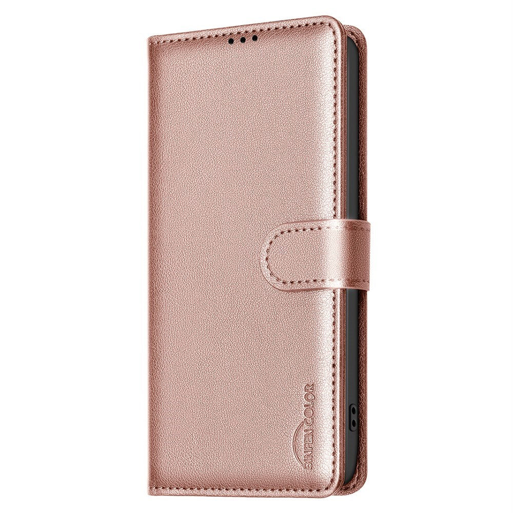 Samsung Galaxy A26 (5G) BINFEN Faux Leather Flip Case with RFID Blocking - Rose Gold