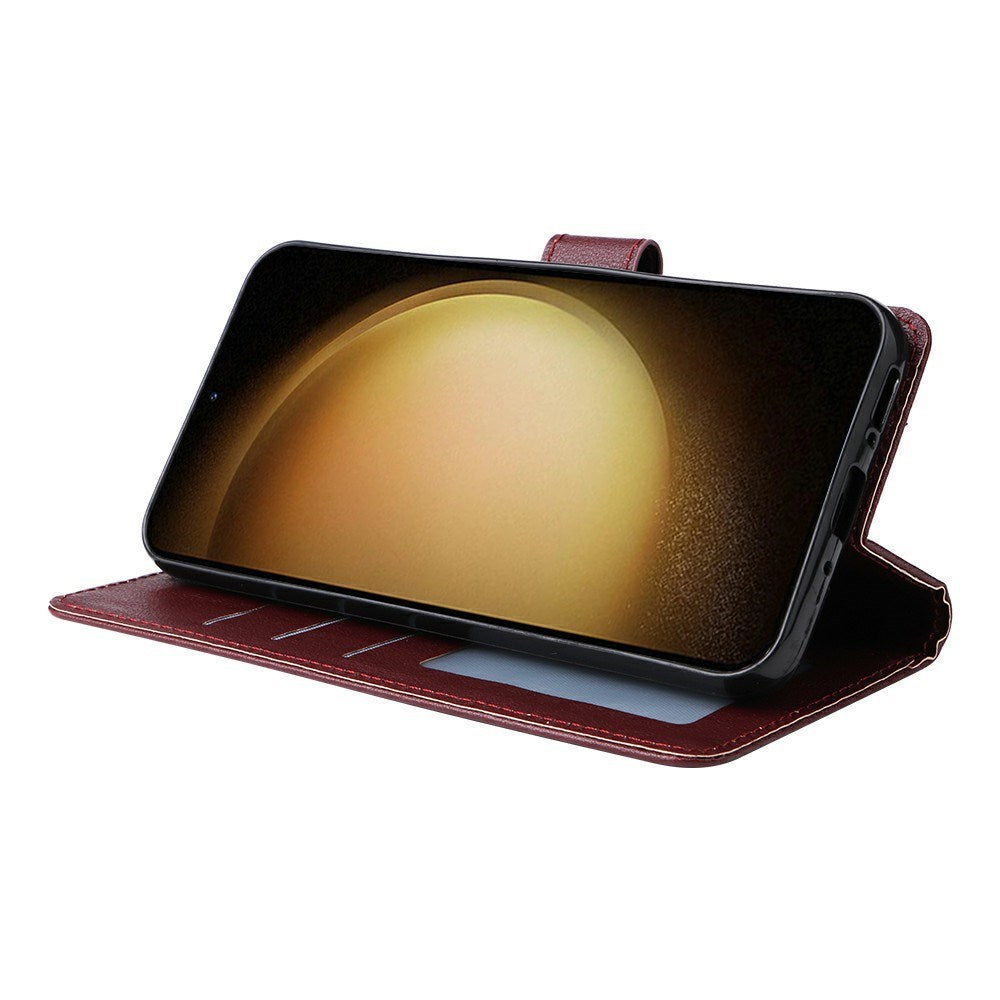 EIDERWOOD Samsung Galaxy S25+ (Plus) / S24+ (Plus) Faux Leather Case with Wallet and Strap - Dark Brown