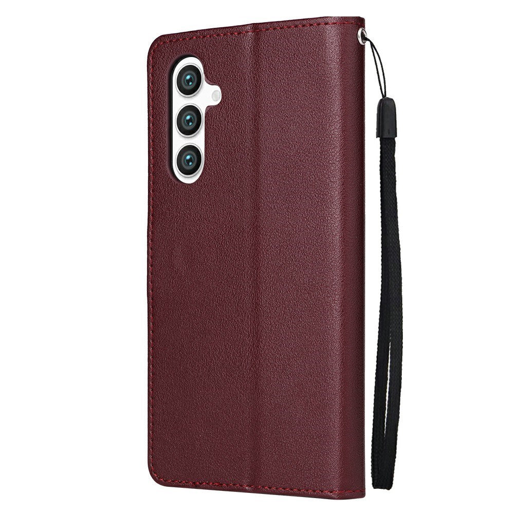 EIDERWOOD Samsung Galaxy S25+ (Plus) / S24+ (Plus) Faux Leather Case with Wallet and Strap - Dark Brown