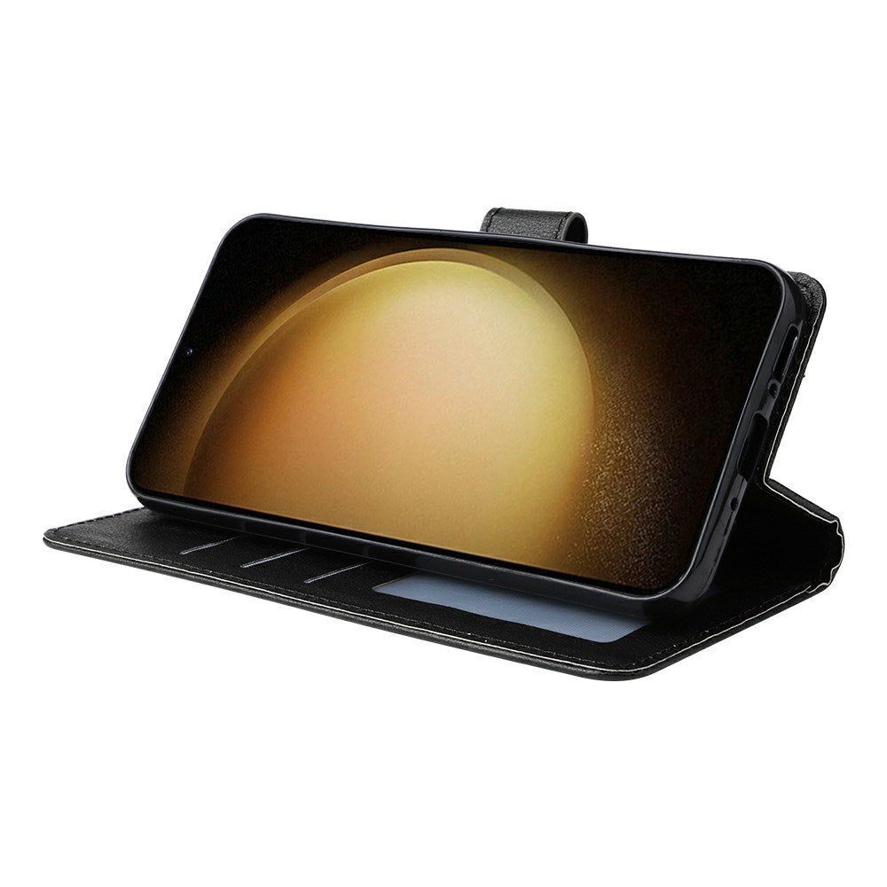 EIDERWOOD Samsung Galaxy S25+ (Plus) / S24+ (Plus) Faux Leather Case with Wallet and Strap - Black