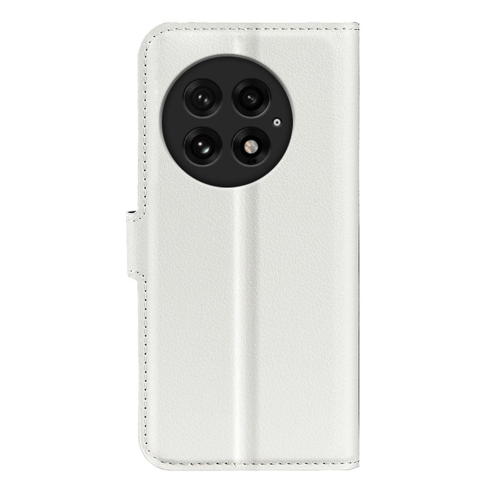 EIDERWOOD OnePlus 13 Shockproof Leather Wallet Cover with Litchi Texture - White