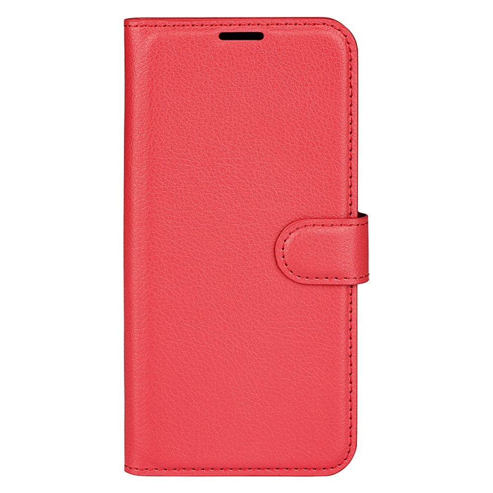 EIDERWOOD OnePlus 13 Shockproof Leather Wallet Cover with Litchi Texture - Red