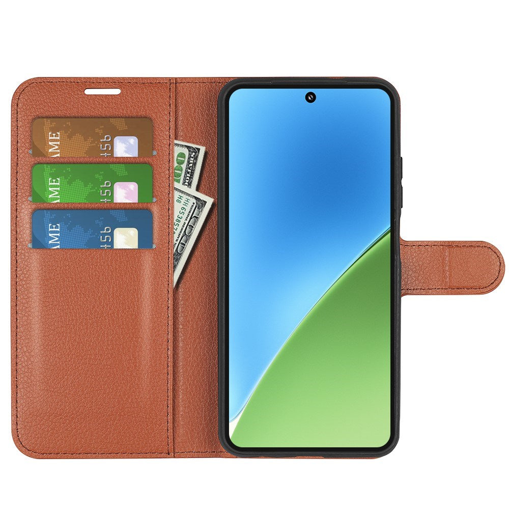 EIDERWOOD Xiaomi 15 Faux Leather Flip Case with Cardholder & Stand Function - Brown