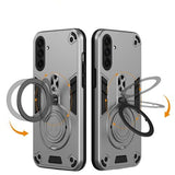 EIDERWOOD Samsung Galaxy A36 (5G) Hybrid Case with 360 Degree Rotatable Kickstand - MagSafe Compatible - Silver