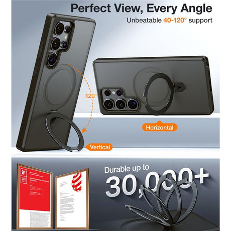 TORRAS Samsung Galaxy S25 Ultra Guardian Ostand Hybrid Case with Kickstand - MagSafe Compatible - Black
