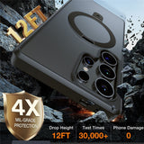 TORRAS Samsung Galaxy S25 Ultra Guardian Ostand Hybrid Case with Kickstand - MagSafe Compatible - Black