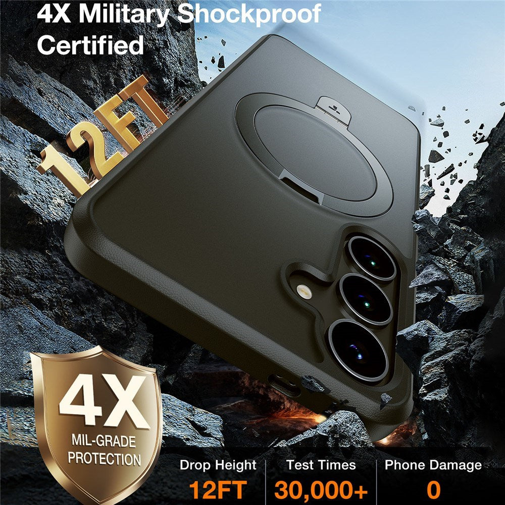 TORRAS Samsung Galaxy S25 Guardian Ostand Hybrid Case with Kickstand - MagSafe Compatible - Black