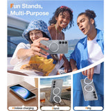 TORRAS Samsung Galaxy S25 Guardian Ostand Hybrid Case with Kickstand - MagSafe Compatible - Transparent