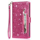 EIDERWOOD Samsung Galaxy A56 (5G) Glitter Flip Case with Zipper Pocket & Stand Function - Pink