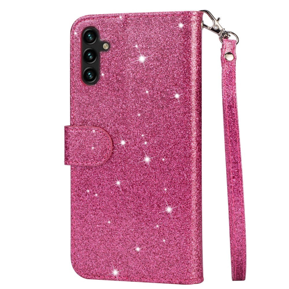 EIDERWOOD Samsung Galaxy A56 (5G) Glitter Flip Case with Zipper Pocket & Stand Function - Pink