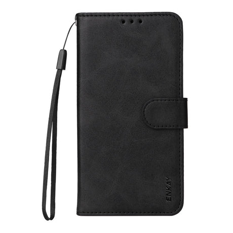 EIDERWOOD Samsung Galaxy A56 (5G) / A36 (5G) 2-in-1 Faux Leather Flip Case with Screen Protector Glass - Black