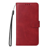 ENKAY iPhone 16e 2-in-1 Faux Leather Flip Case with Screen Protector Glass - Red