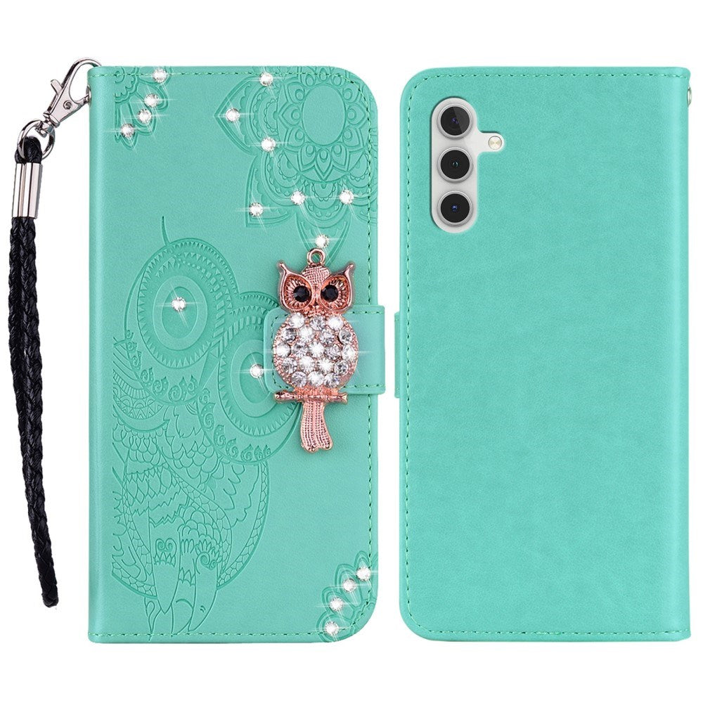 EIDERWOOD Samsung Galaxy S25 Faux Leather Flip Case with Owl Design - Turquoise