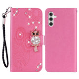 EIDERWOOD Samsung Galaxy S25+ (Plus) Faux Leather Flip Case with Owl Design - Pink