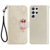 EIDERWOOD Samsung Galaxy S25 Ultra Faux Leather Flip Case with Owl Design - Gold
