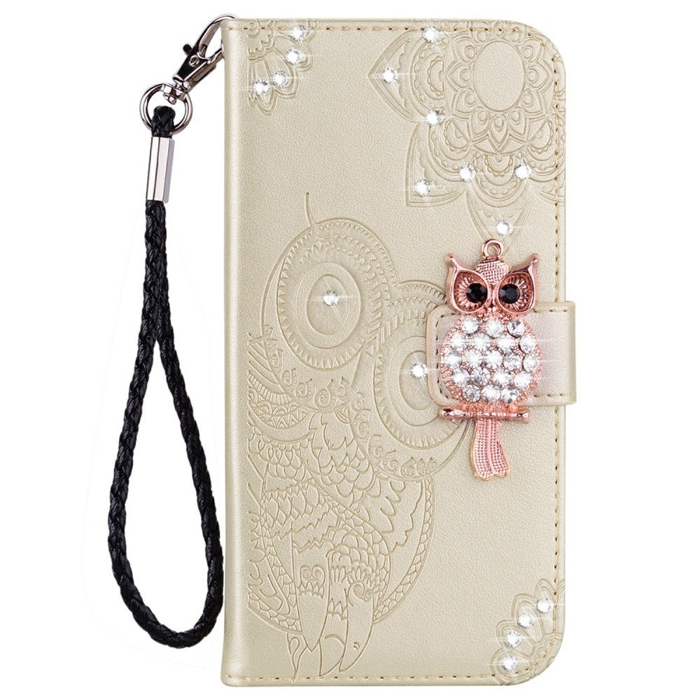 EIDERWOOD Samsung Galaxy S25 Ultra Faux Leather Flip Case with Owl Design - Gold