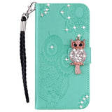 EIDERWOOD Samsung Galaxy S25 Ultra Faux Leather Flip Case with Owl Design - Turquoise
