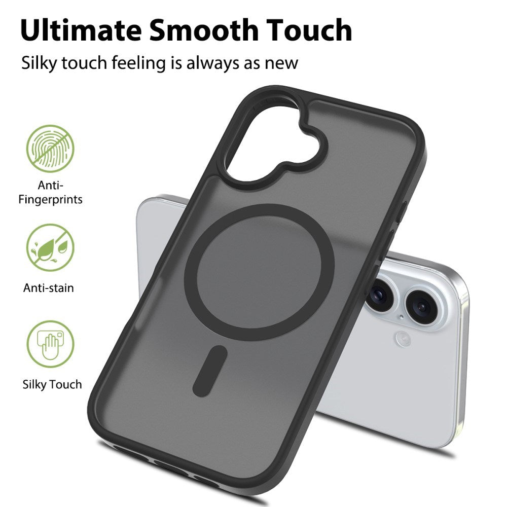 EIDERWOOD iPhone 16 Matte Hybrid Case - MagSafe Compatible - Black / Transparent