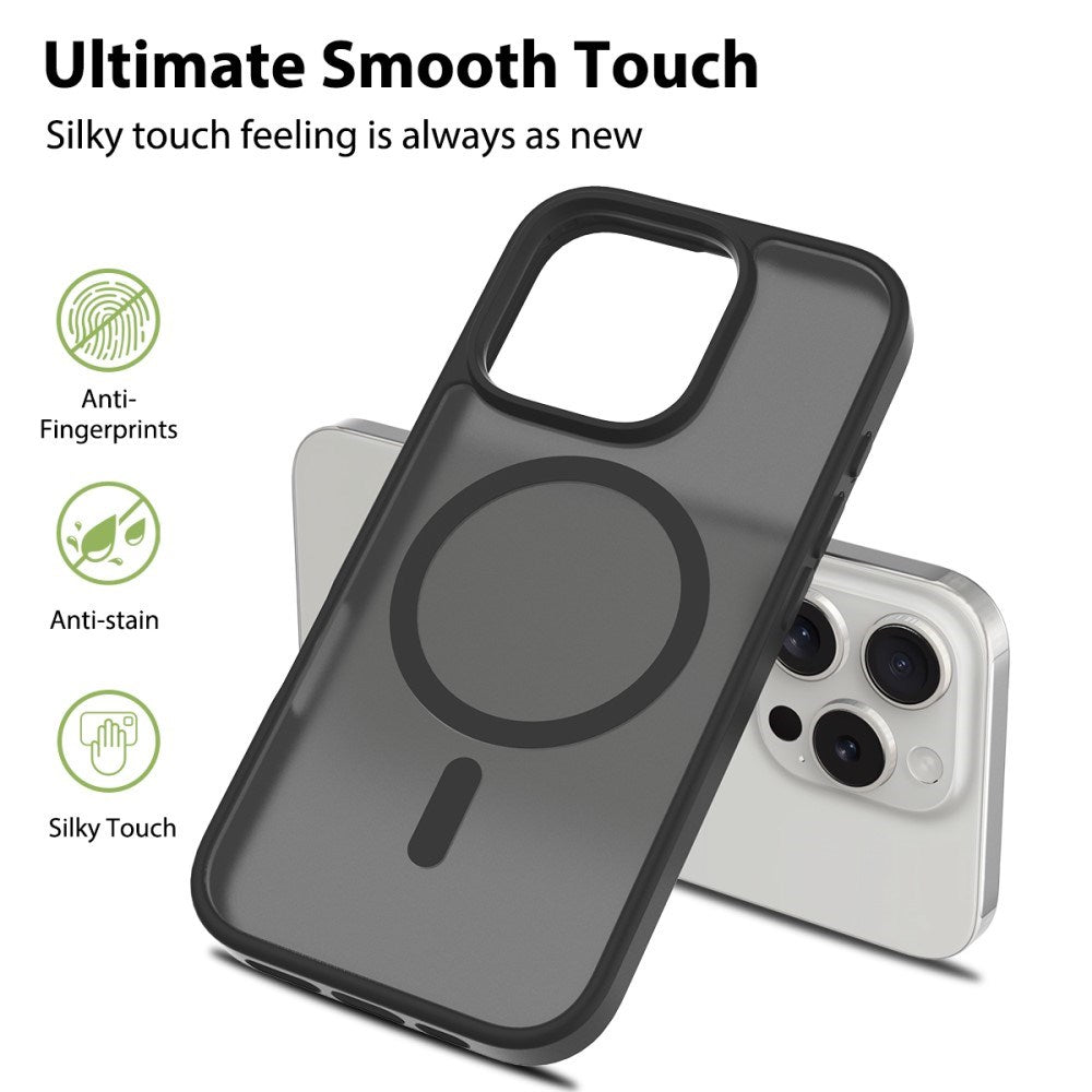 EIDERWOOD iPhone 16 Pro Matte Hybrid Case - MagSafe Compatible - Black / Transparent