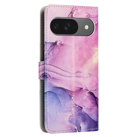 EIDERWOOD Google Pixel 10 / 10 Pro / 9 / 9 Pro Marble Faux Leather Flip Case with Strap - Purple