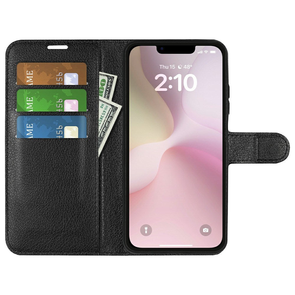 EIDERWOOD iPhone 16e Faux Leather Flip Case with Cardholder & Stand Function - Black