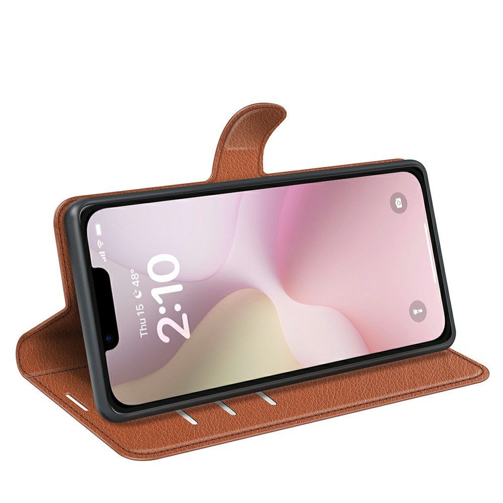 EIDERWOOD iPhone 16e Faux Leather Flip Case with Cardholder & Stand Function - Brown