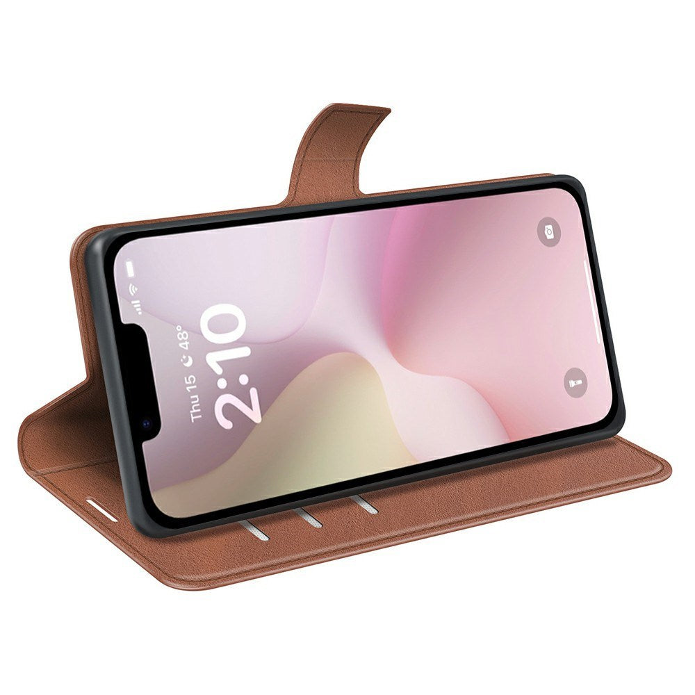 EIDERWOOD iPhone 16e Faux Leather Flip Case - Light Brown