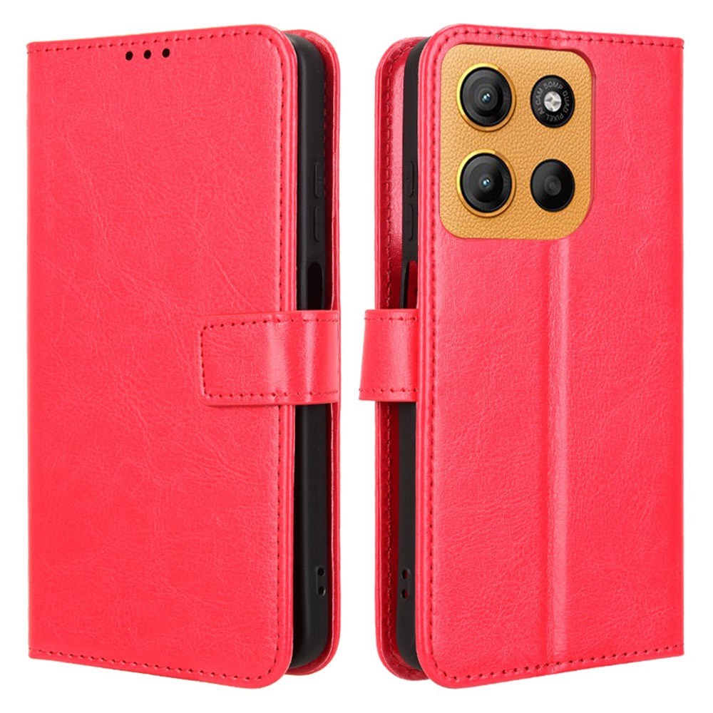 EIDERWOOD Motorola Moto G15 / G15 Power Faux Leather Flip Case with Strap - Red